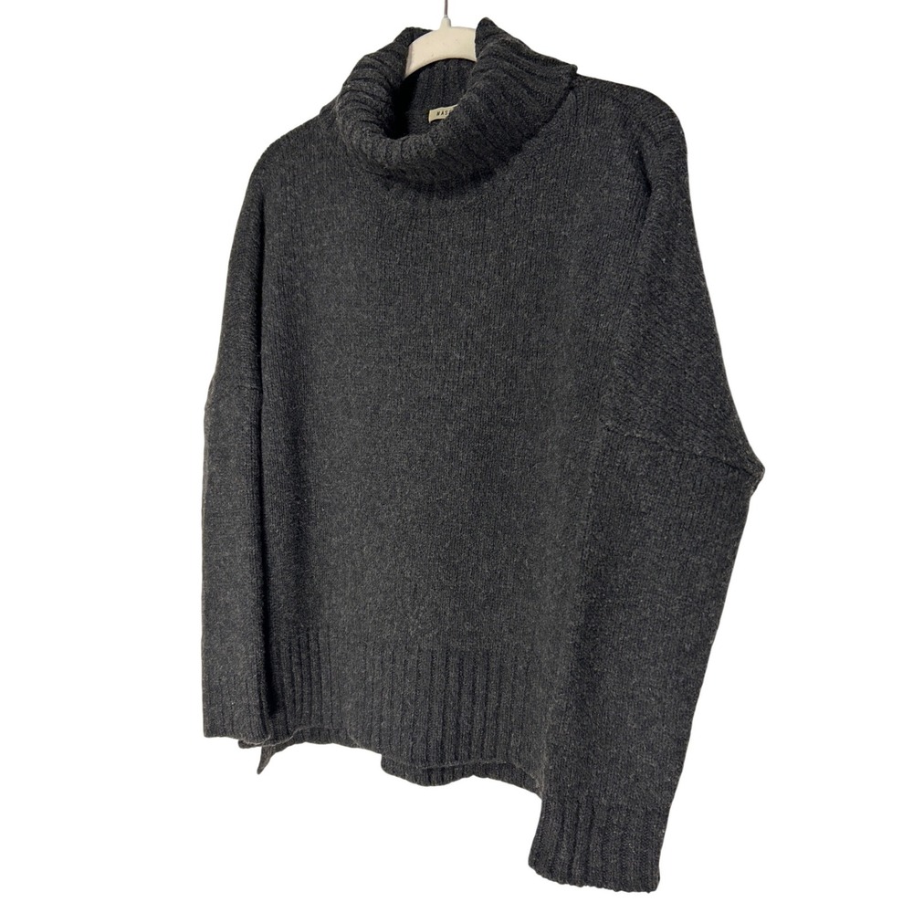 Masscob 100% Wool Oversized Turtleneck Sweater Gray Made in Spain XS Retail $315